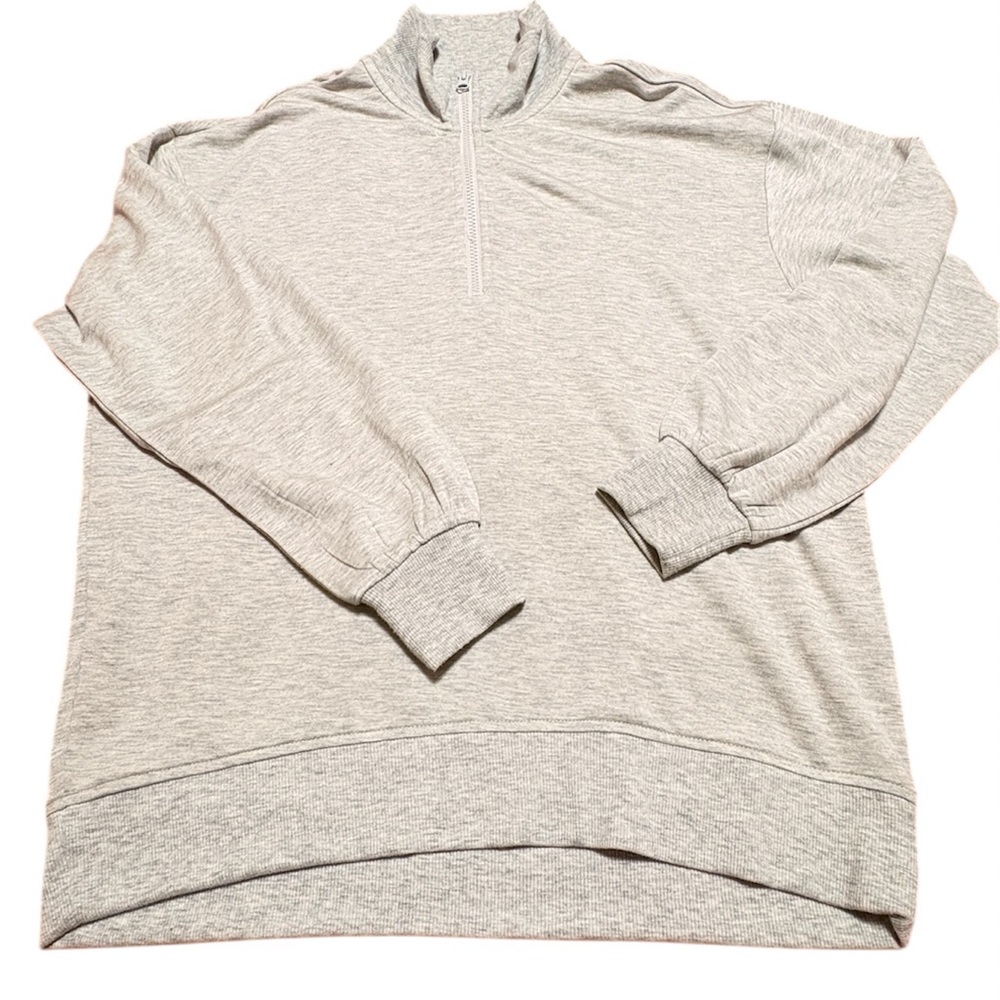 Three Dots Gray Half Zip Pullover Sweatshirt Mock… - image 1